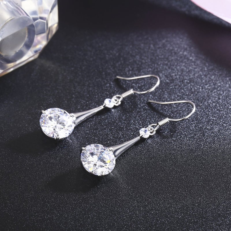 SBLING Platinum-Plated Cubic Zirconia Tear Drop Earrings - Image 3